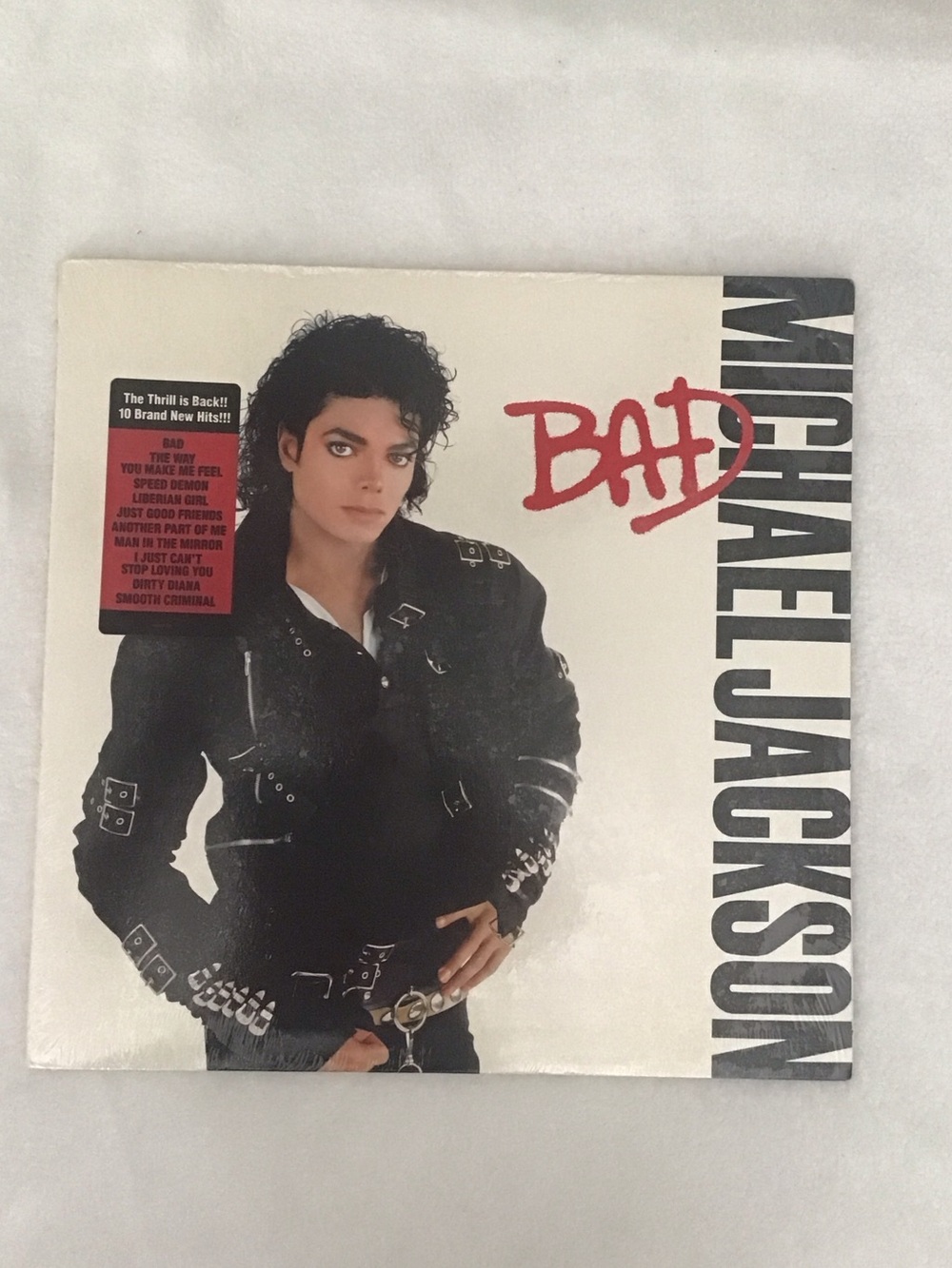 1987 Michael Jackson - BAD Vinyl Album Cover (Black & White) Epic Record 40600